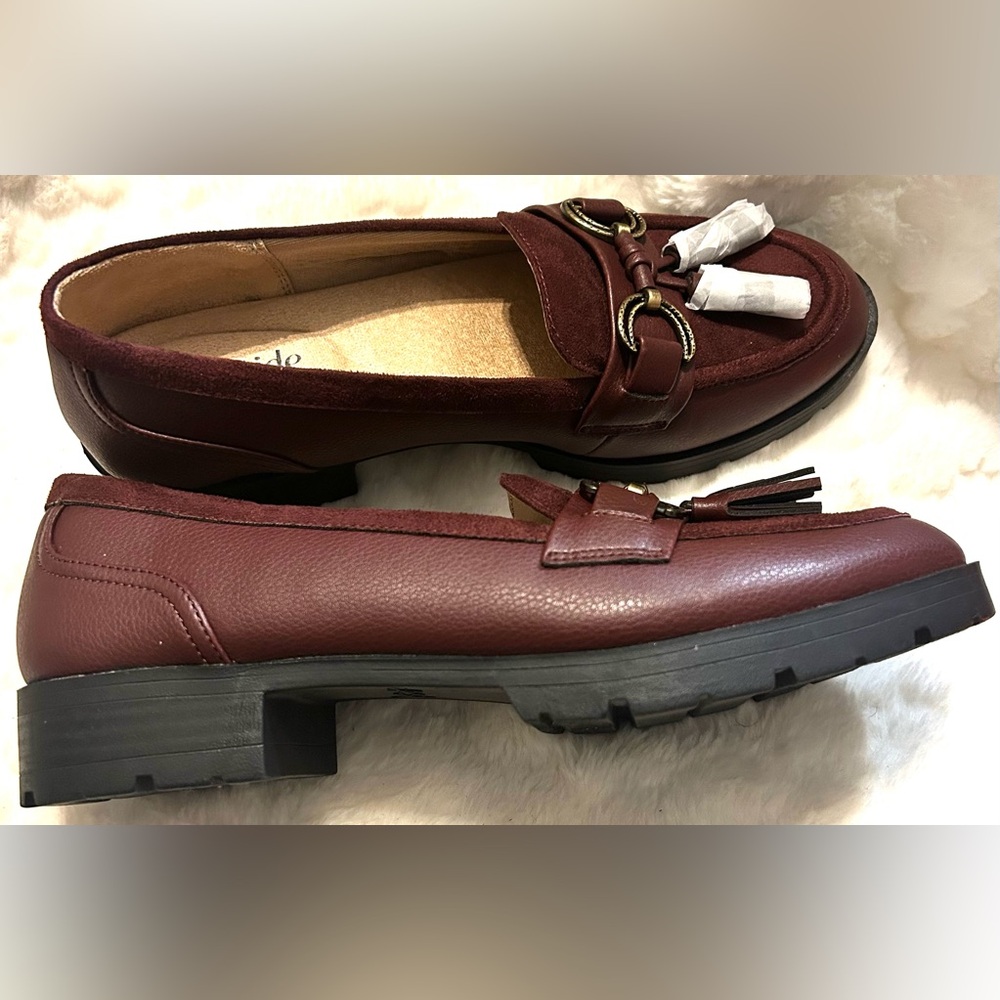 NEW…Life Stride Logan Burgundy Wine Tassel slip on Loafers women’s size 7M - Picture 9 of 12